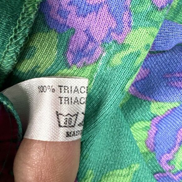 Ken Scott VTG 70s Shirt Dress Womens Sz M/L (EU 48) Green Floral Made in Italy - Picture 12 of 15